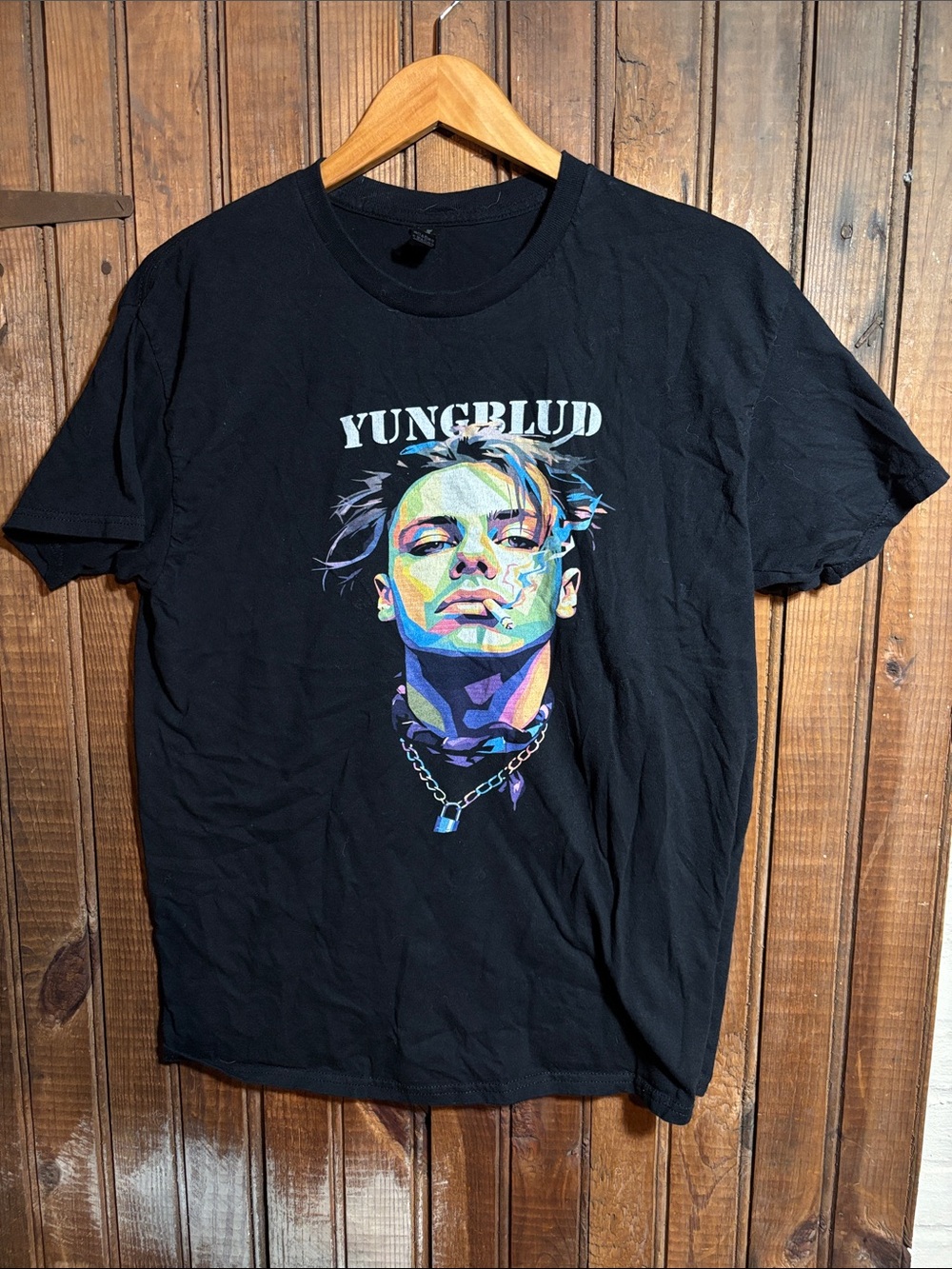 Youngblud Black Graphic Tee - Colorful Portrait Print
